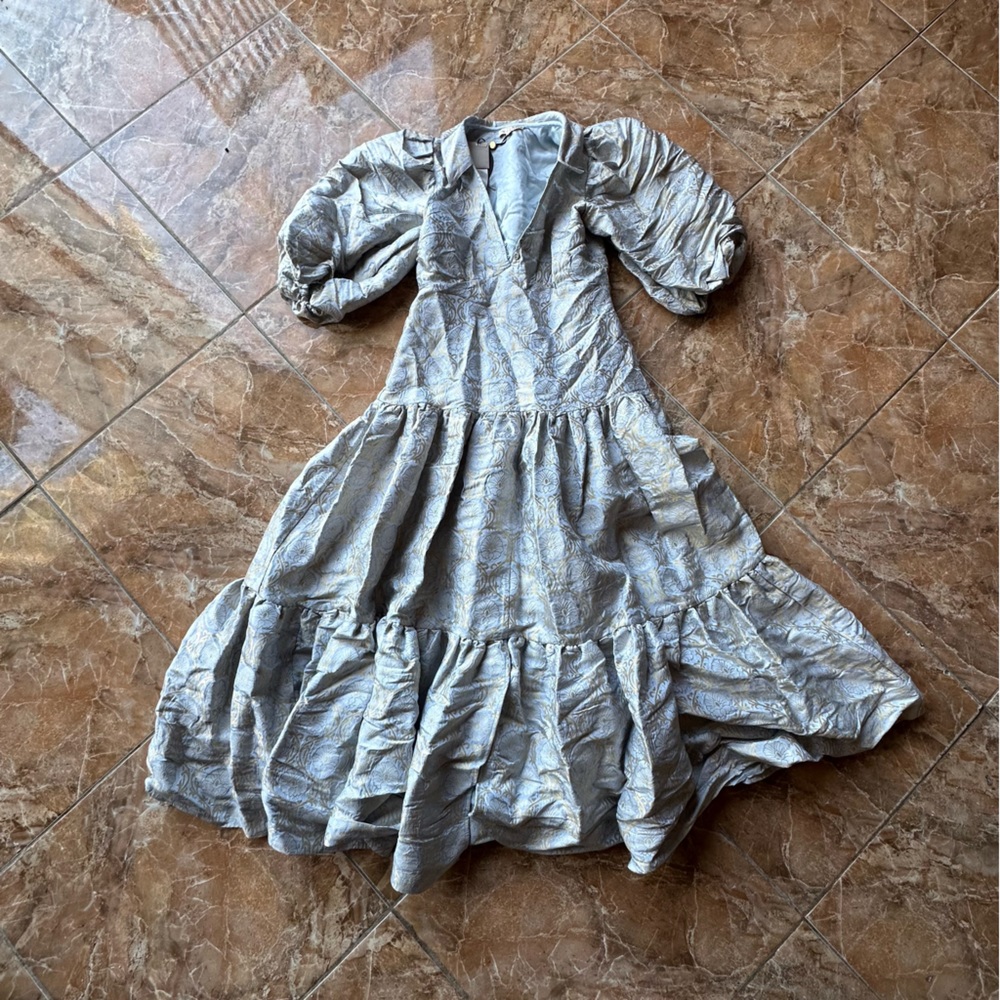 By Timo Brocade Midi Dress in Light Blue